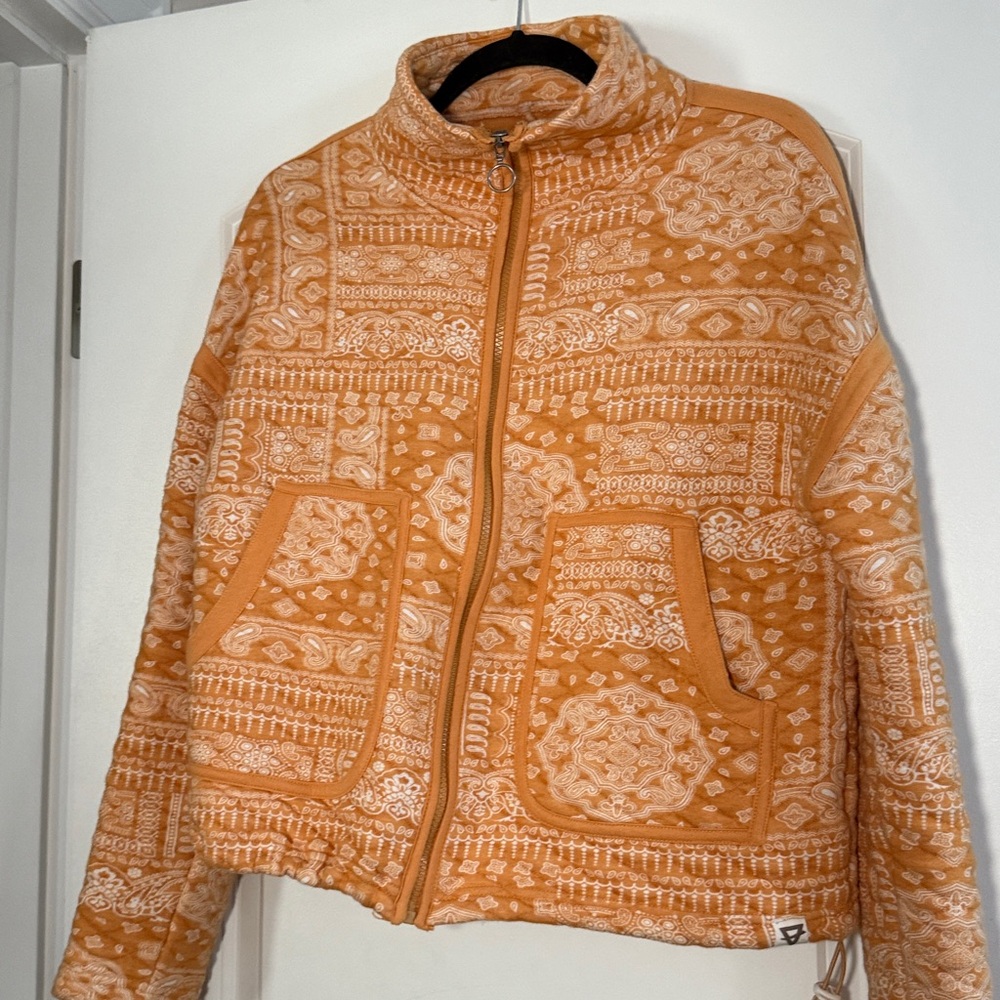 Liv Outdoors Orange Patterned Zip-Up Quilted Jack… - image 1